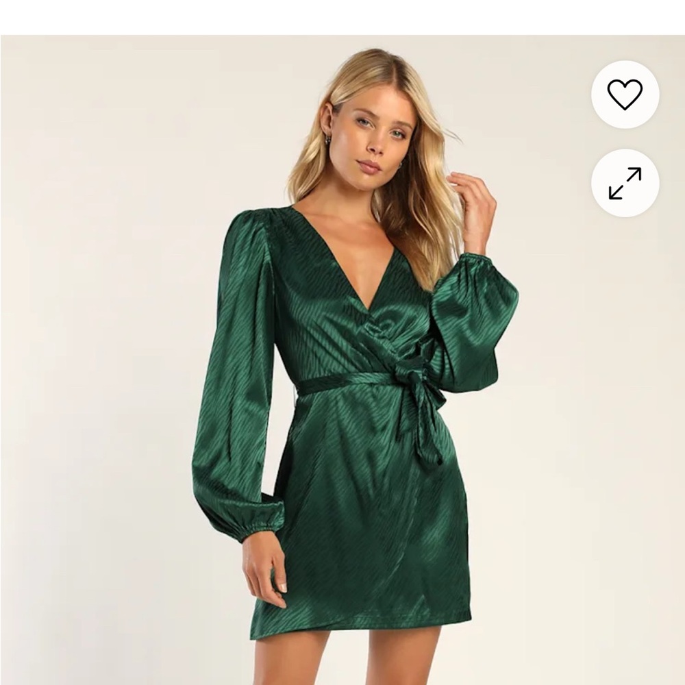 Lulu's Wild for Love Zebra Print Faux Wrap mini dress - emerald green